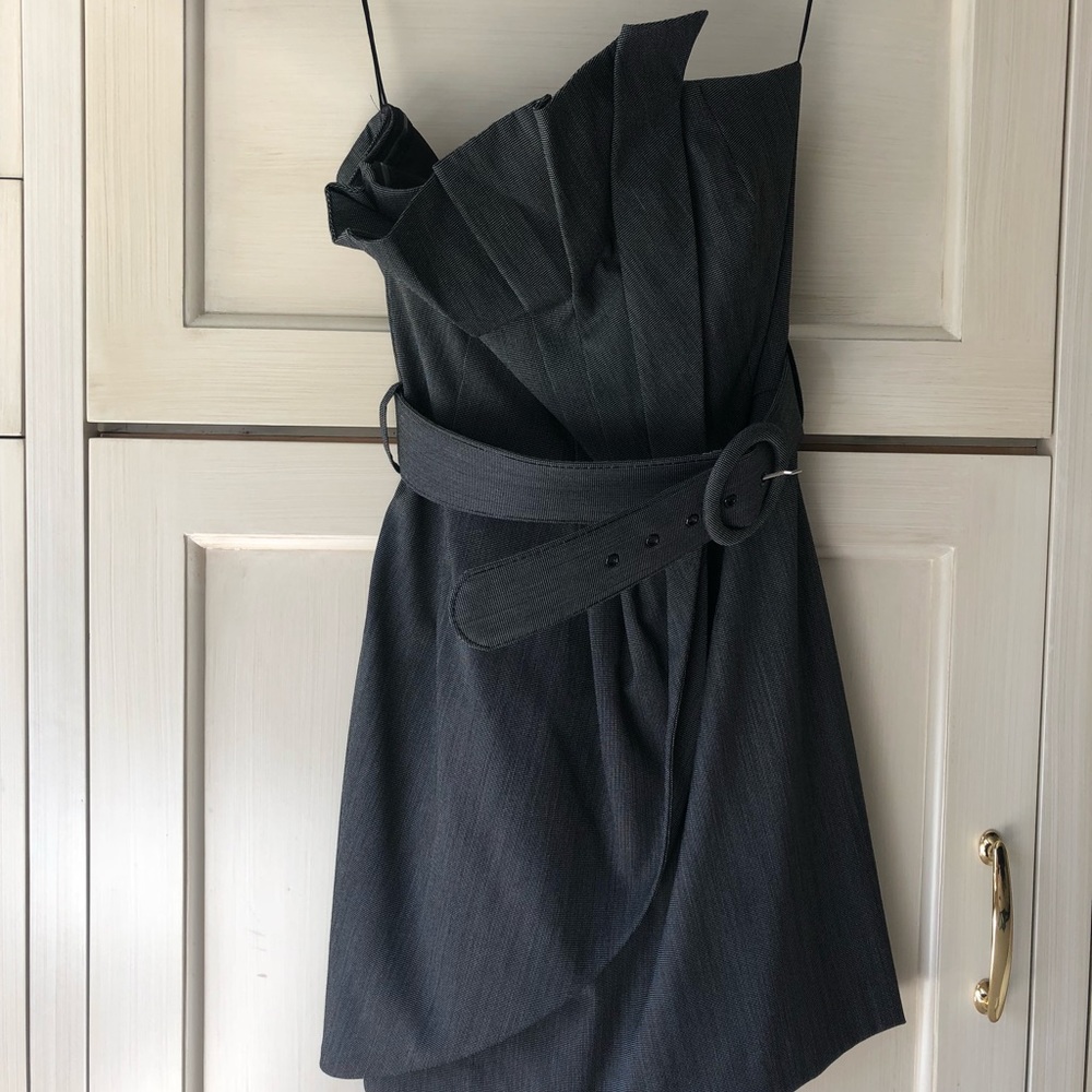 Alice + Olivia grey strapless dress with pleats